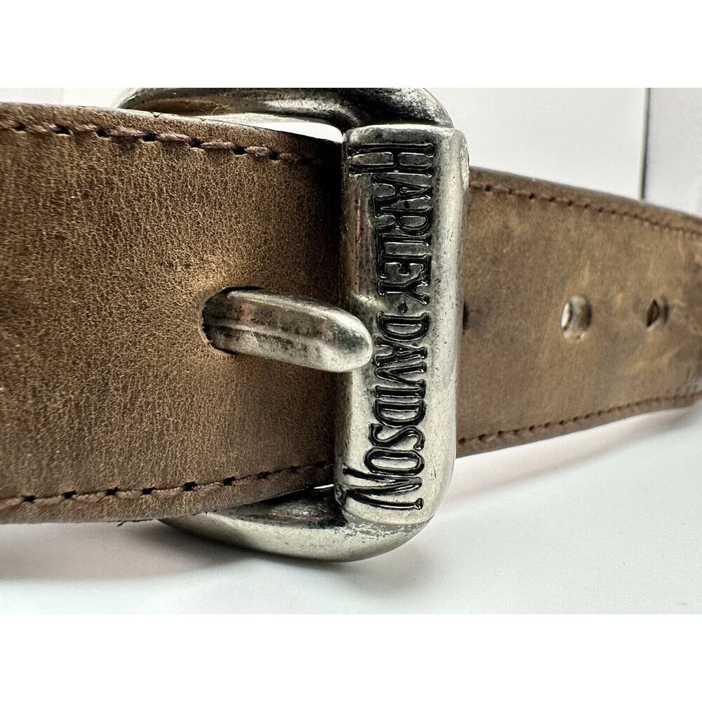HARLEY-DAVIDSON MEN FULL GRAIN COWHIDE LEATHER BROWN BELT 98481-95VM S 28/30